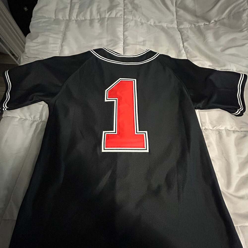 Vintage True Fan Boston Red Sox Black and Red Fashion Baseball Jersey - Picture 3 of 3